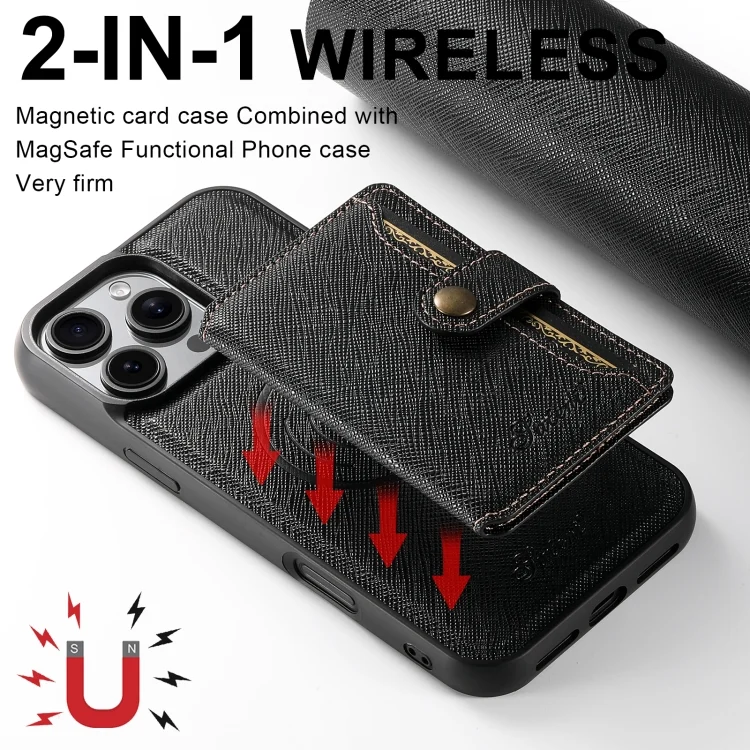 SYA002757007A_4.webp Suteni H20 Cross-Grain MagSafe Horizontal Card Bag Back Phone Case, For iPhone 15 Plus, For iPhone 15, For iPhone 14 Plus, For iPhone 14, For iPhone 14 Pro, For iPhone 14 Pro Max - Image 6