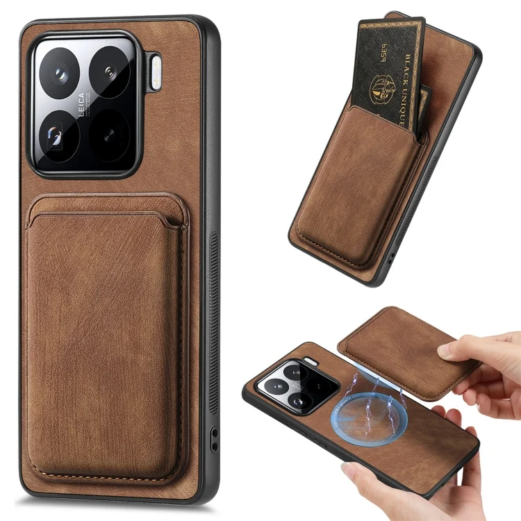 Retro Leather Card Bag Magnetic Phone Case, For Xiaomi 15, For Xiaomi Redmi Note 14 5G, For Xiaomi Redmi Note 14 Pro+ 5G