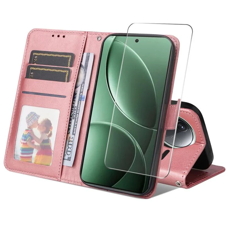 ENKAY Card Wallet Calf Texture Leather Phone Case with Screen Film, For Redmi K80 Pro, For Redmi K80, For Xiaomi 15