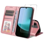 ENKAY Card Wallet Calf Texture Leather Phone Case with Screen Film, For Redmi 15C Global 171.5mm / Poco C85, For Redmi 15C 5G /  4G EU 173.1mm, For Redmi A5 173mm, For Redmi A5 171.7mm