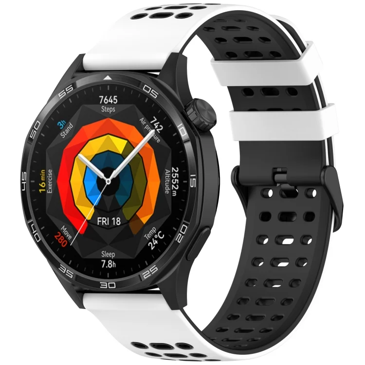 Three Rows Hole Two Color Silicone Watch Band