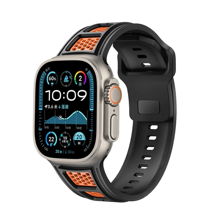 Dual Color Mesh Reverse Buckle Silicone Watch Band, For Apple Watch 46mm / 49mm / 45mm / 44mm, For Apple Watch 42mm / 41mm / 40mm / 38mm