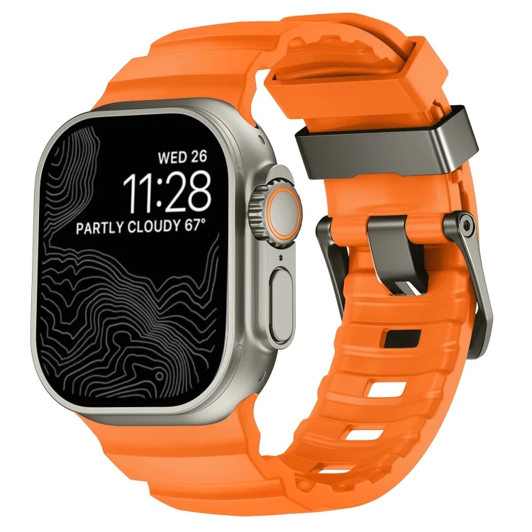 Wild Path Grey Buckle Thickened Silicone Watch Band, For Apple Watch 46mm / 49mm / 45mm / 44mm