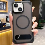 Skin Feel Frameless MagSafe PC Phone Case with Fold Holder, For iPhone 13