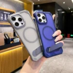 Skin Feel Frameless MagSafe PC Phone Case with Fold Holder, For iPhone 16 Pro Max, For iPhone 16 Pro, For iPhone 16 Plus, For iPhone 16 - Image 2
