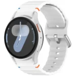 Wavy Grain Stitched Silver Buckle Silicone Watch Band