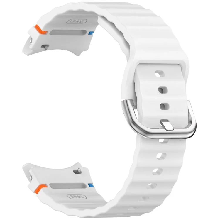 SYA002797101A_2.webp Wavy Grain Stitched Silver Buckle Silicone Watch Band - Image 7