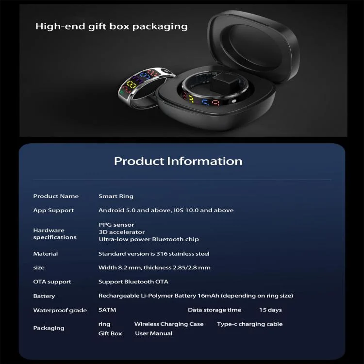 SYA0028042_B6.webp R12 SIZE 10 Smart Ring, Support Heart Rate / Blood Oxygen / Sleep / Multiple Sports Modes - Image 7