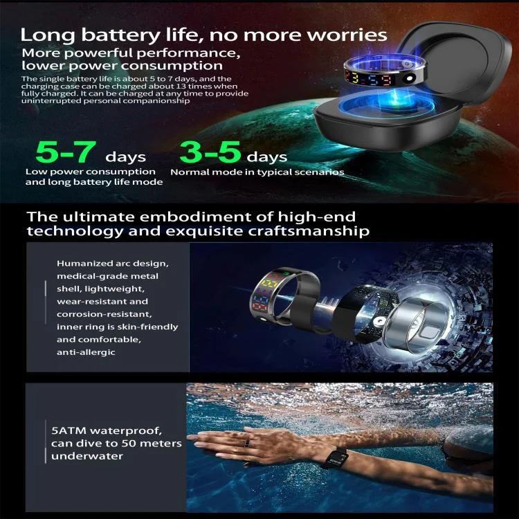 SYA0028043_B4.webp R12 SIZE 11 Smart Ring, Support Heart Rate / Blood Oxygen / Sleep / Multiple Sports Modes - Image 5