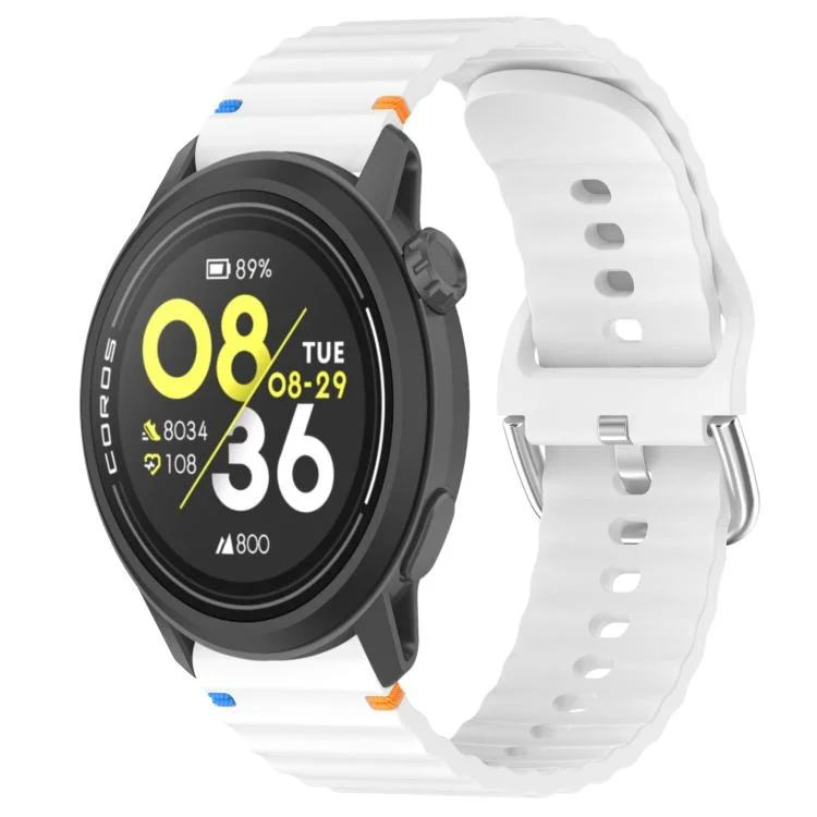 Wavy Grain Stitched 22mm Silicone Watch Band