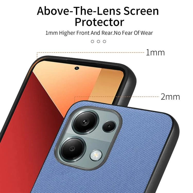 SYA002810913A_2.webp Twill Fabric Leather Skin Back Phone Case, For Redmi Note 13 Pro 4G, For Redmi Note 13 4G - Image 4