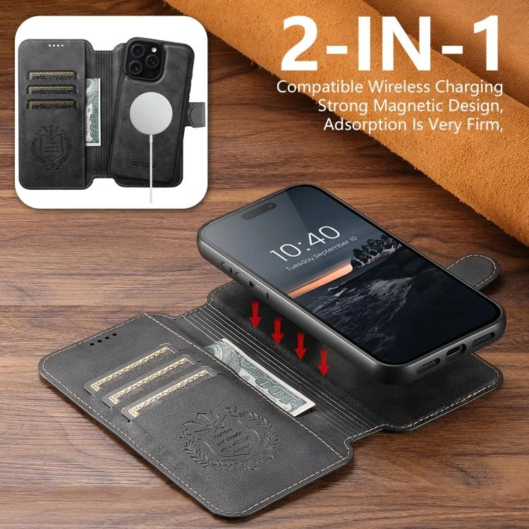 SYA002820007A_1.webp Suteni Q05 2-in-1 Multi-function Detachable Wallet MagSafe Phone Case, For iPhone 15 Plus, For iPhone 15, For iPhone 14 Plus, For iPhone 14, For iPhone 14 Pro, For iPhone 14 Pro Max - Image 3