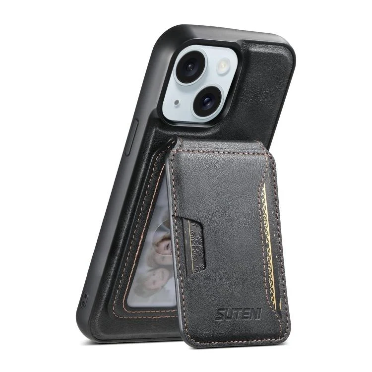 Suteni M3 Card Bag MagSafe Cowhide Texture Leather Phone Case, For iPhone 15 Plus, For iPhone 15, For iPhone 14 Plus, For iPhone 14, For iPhone 14 Pro, For iPhone 14 Pro Max