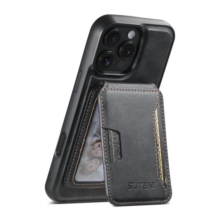 Suteni M3 Card Bag MagSafe Cowhide Texture Leather Phone Case, For iPhone 13 Pro Max, For iPhone 13 Pro, For iPhone 13, For iPhone 12, For iPhone 12 Pro Max, For iPhone 12 Pro