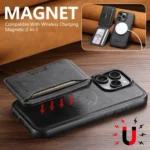 Suteni M3 Card Bag MagSafe Cowhide Texture Leather Phone Case, For iPhone 13 Pro Max, For iPhone 13 Pro, For iPhone 13, For iPhone 12, For iPhone 12 Pro Max, For iPhone 12 Pro - Image 5