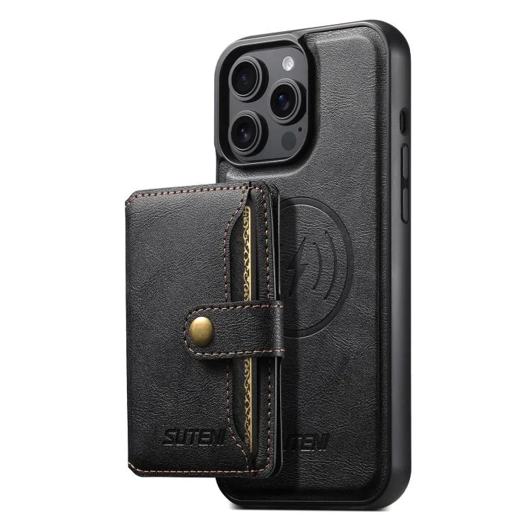 Suteni M4 Magnetic Card Bag MagSafe Leather Phone Case, For iPhone 13 Pro Max, For iPhone 13 Pro, For iPhone 13, For iPhone 12, For iPhone 12 Pro Max, For iPhone 12 Pro