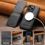 Suteni M5 Magnetic Card Bag MagSafe Leather Phone Case, For iPhone 16 Pro Max, For iPhone 16 Pro, For iPhone 16 Plus, For iPhone 16, For iPhone 15 Pro Max, For iPhone 15 Pro - Image 6