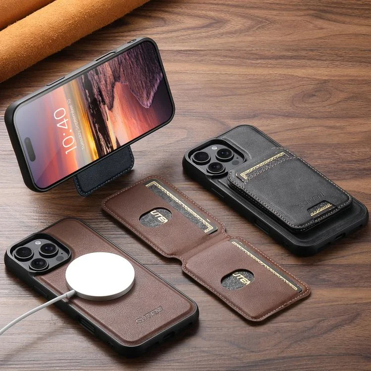 SYA0028214_B2.webp Suteni M5 Magnetic Card Bag MagSafe Leather Phone Case, For iPhone 16 Pro Max, For iPhone 16 Pro, For iPhone 16 Plus, For iPhone 16, For iPhone 15 Pro Max, For iPhone 15 Pro - Image 3