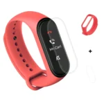 2 in 1 Silicone Rubber Wristband Wrist Band Strap Replacement with TPU Full Coverage Screen Film for Xiaomi Mi Band 4