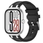 For Redmi Watch 5 / Xiaomi Smart Band 9 Pro Silver Metal Connector Silicone Watch Band