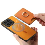 Retro Cross Leather Ring Vertical Insert Card Bag MagSafe Phone Case, For Redmi 12 / Note 12R / Poco M6 Pro 5G, For Redmi K70 / K70 Pro 5G - Image 8