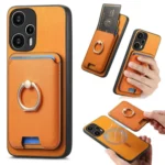 Retro Cross Leather Ring Vertical Insert Card Bag MagSafe Phone Case, For Redmi Note 12 Turbo / Poco F5 5G