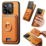 Retro Cross Leather Ring Vertical Insert Card Bag MagSafe Phone Case, For Xiaomi 15 Pro, For Xiaomi 15