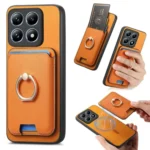 Retro Cross Leather Ring Vertical Insert Card Bag MagSafe Phone Case, For Xiaomi 14T, For Redmi Turbo 3 5G