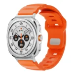 Silver Connector Reverse Buckle Fluororubber Watch Band