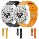 Silver Connector Reverse Buckle Fluororubber Watch Band - Image 2