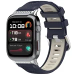 Silver Metal Head Two Color Silicone Watch Band
