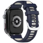 Silver Metal Head Two Color Silicone Watch Band - Image 6