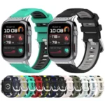 Silver Metal Head Two Color Silicone Watch Band - Image 2