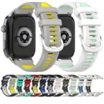 Silver Metal Head Two Color Silicone Watch Band - Image 3