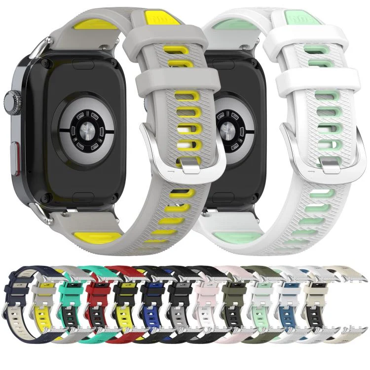 SYA0028495_B2.webp Silver Metal Head Two Color Silicone Watch Band - Image 3
