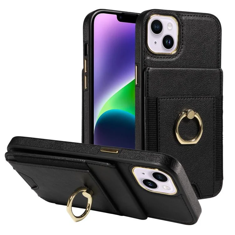 Ring Multifunctional Vertical Flip Wallet Back Cover Leather Phone Case, For iPhone 15 Plus, For iPhone 15, For iPhone 14 Plus