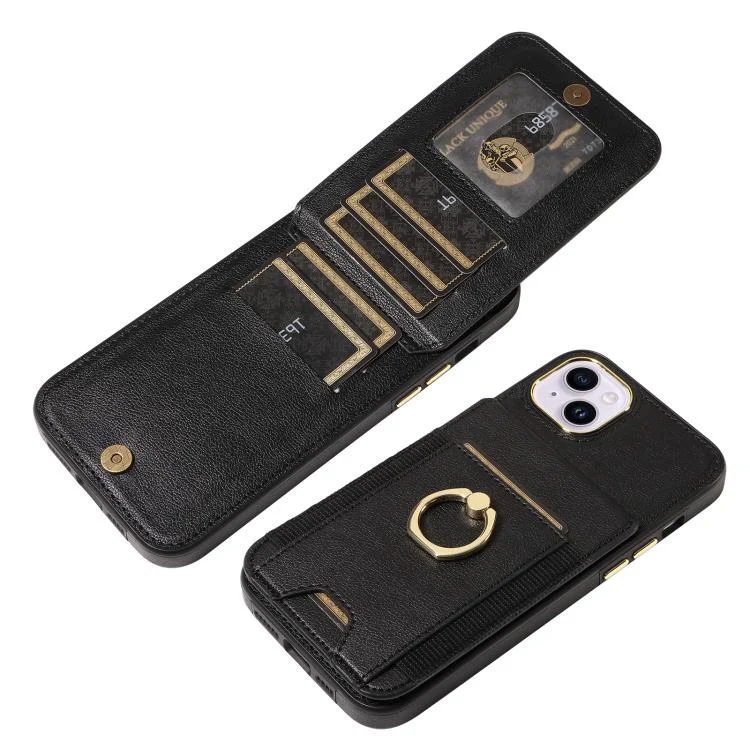 SYA002858607A_2.webp Ring Multifunctional Vertical Flip Wallet Back Cover Leather Phone Case, For iPhone 15 Plus, For iPhone 15, For iPhone 14 Plus - Image 4