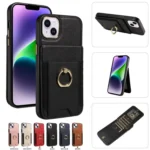 Ring Multifunctional Vertical Flip Wallet Back Cover Leather Phone Case, For iPhone 15 Plus, For iPhone 15, For iPhone 14 Plus - Image 6