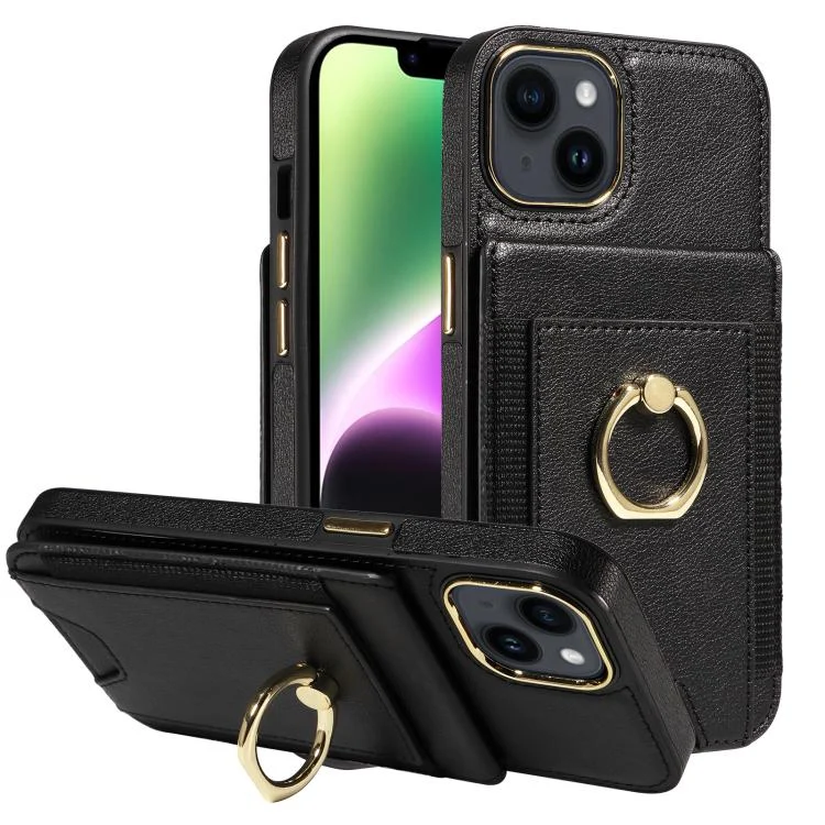 Ring Multifunctional Vertical Flip Wallet Back Cover Leather Phone Case, For iPhone 14, For iPhone 14 Pro, For iPhone 14 Pro Max