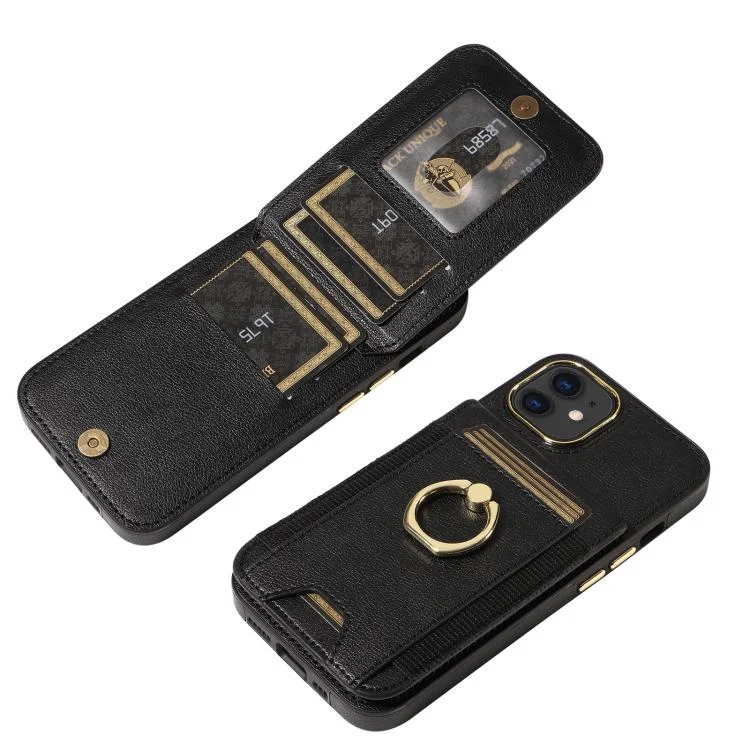SYA002858619A_2.webp Ring Multifunctional Vertical Flip Wallet Back Cover Leather Phone Case, For iPhone 11, For iPhone 11 Pro, For iPhone X / XS - Image 4