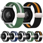 Striped Magnetic Buckle Nylon Watch Band - Image 2