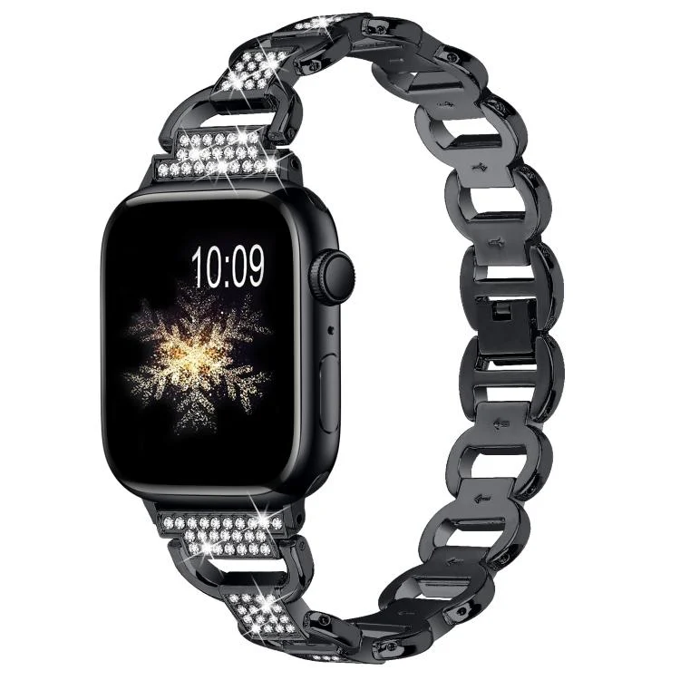 Oval Diamonds Steel Watch Band, For Apple Watch 46mm / 49mm / 45mm / 44mm, For Apple Watch 42mm / 41mm / 40mm / 38mm