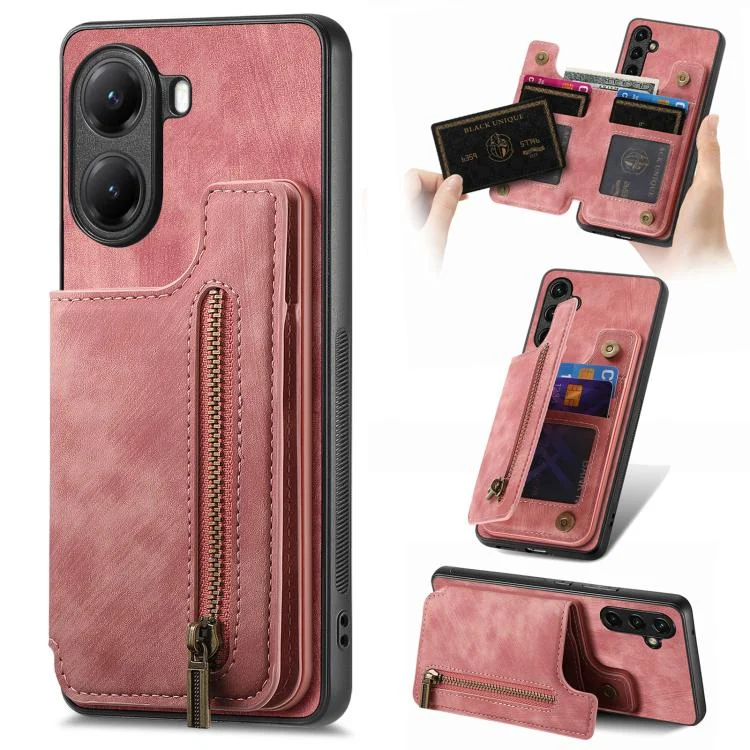 SYA002884902A.webp Retro Leather Zipper Wallet Back Phone Case, For Xiaomi Poco X7 Pro - Image 1