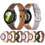 Push Button Silver Steel Buckle Genuine Leather Watch Band - Image 2