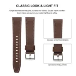 Push Button Silver Steel Buckle Genuine Leather Watch Band - Image 3