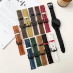 Seven-Line Tri-Star Buckle Pull Up Leather Watch Band - Image 3