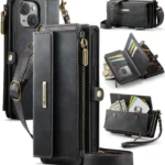 CaseMe C39 RFID Blocking Zipper Wallet Leather Phone Case with Crossbody Strap, For iPhone 13, For iPhone 13 mini, For iPhone 12 Pro Max, For iPhone 12 / 12 Pro