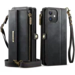 CaseMe C39 RFID Blocking Zipper Wallet Leather Phone Case with Crossbody Strap, For iPhone 12 mini, For iPhone 11 Pro Max, For iPhone 11, For iPhone 11 Pro - Image 2
