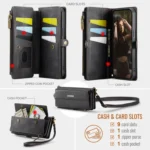 CaseMe C39 RFID Blocking Zipper Wallet Leather Phone Case with Crossbody Strap, For iPhone 12 mini, For iPhone 11 Pro Max, For iPhone 11, For iPhone 11 Pro - Image 3