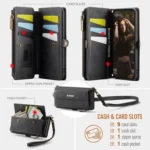 CaseMe C39 RFID Blocking Zipper Wallet Leather Phone Case with Crossbody Strap, For iPhone XR, For iPhone XS Max, For iPhone X / XS, For iPhone 7 Plus / 8 Plus - Image 3